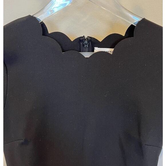 Likely Little Black Dress Scalloped Trim Short Sleeve Fitted Mini Party Cocktail - Picture 2 of 6